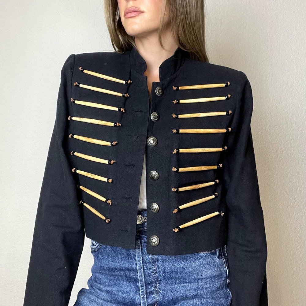 Vintage western wooden beaded crop jacket